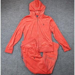 Polo Ralph Lauren Velour Track Suit Women Large Vintage Y2K Athleisure Set Paris